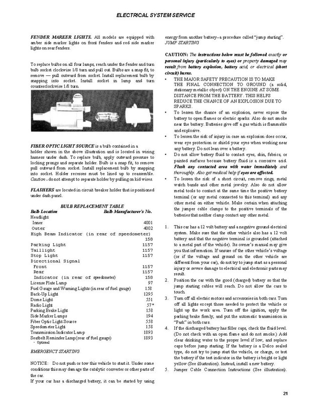 1982 Checker Owners Manual Page 14